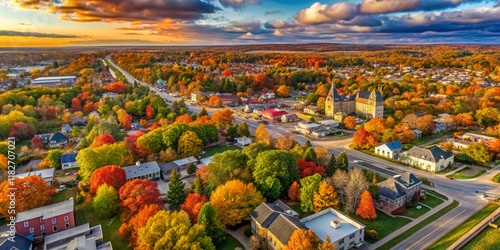 Aerial Hyperlapse of Fergus, Ontario Autumn Foliage - 4K Drone Footage photo