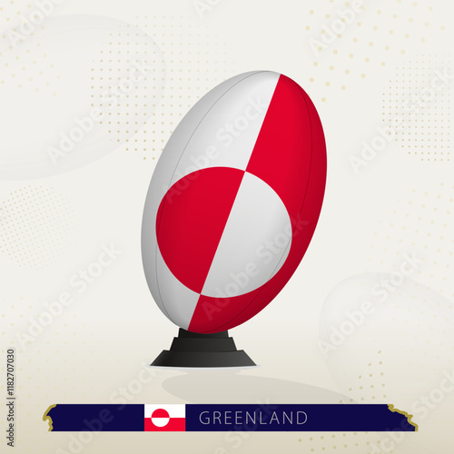 Greenland Rugby Ball on Rugby Kicking Tees with Modern Design.