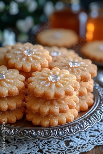 In the Maghreb and parts of the Arab world, Ghoriba is known as a round, shortbread cookie that includes flour, sugar, butter, and often almonds photo