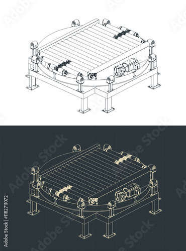 Turntable conveyor section isometric blueprints