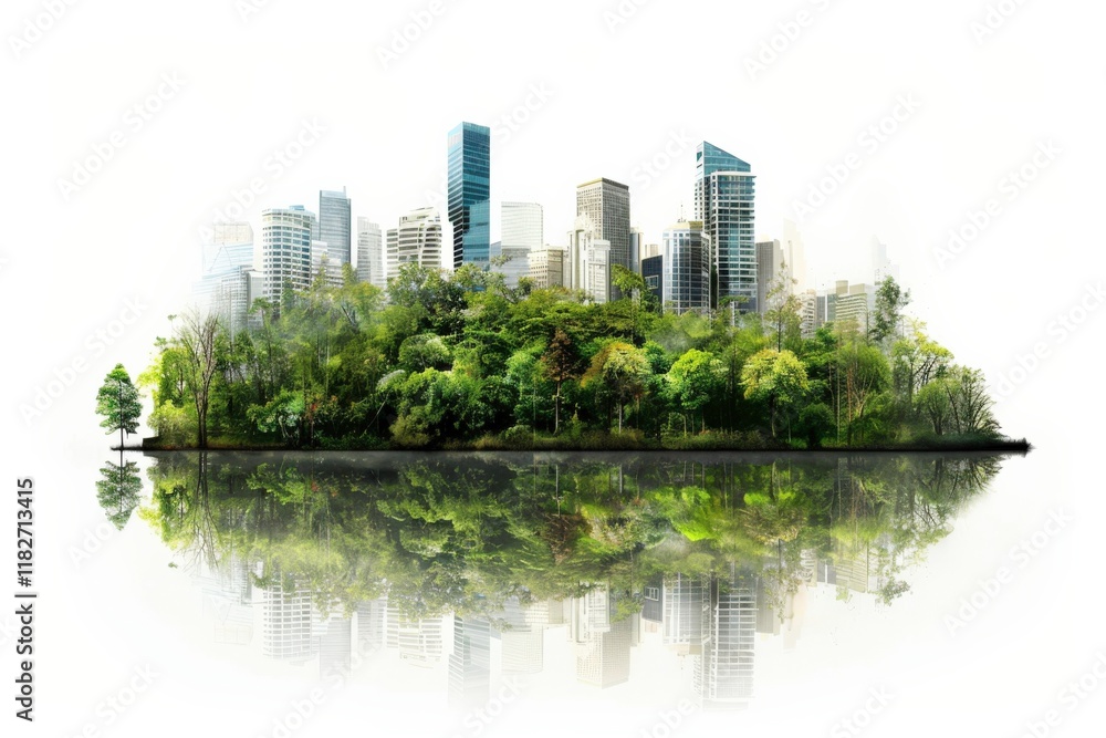 Tranquil urban forest scene with lush greenery and serene atmosphere Tranquil urban forest scene with lush greenery and serene atmosphere