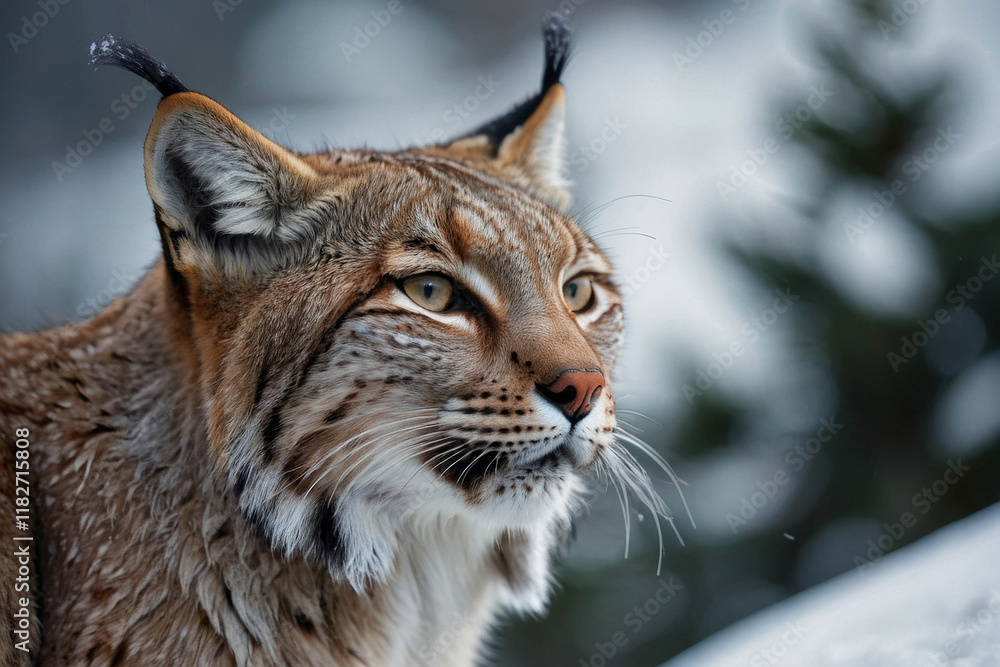 Obraz premium a Canada Lynx (Lynx canadensis) searching for food