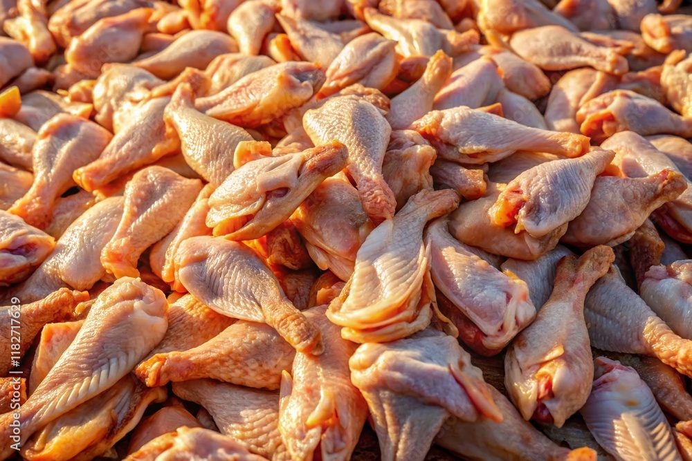 Aerial View of Raw Chicken Wings Ready for Cooking - Drone Shot Aerial View of Raw Chicken Wings Ready for Cooking - Drone Shot