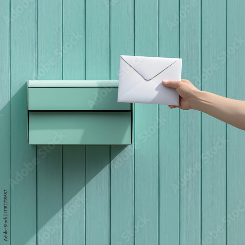 Mail Delivery to a Mint Green Mailbox