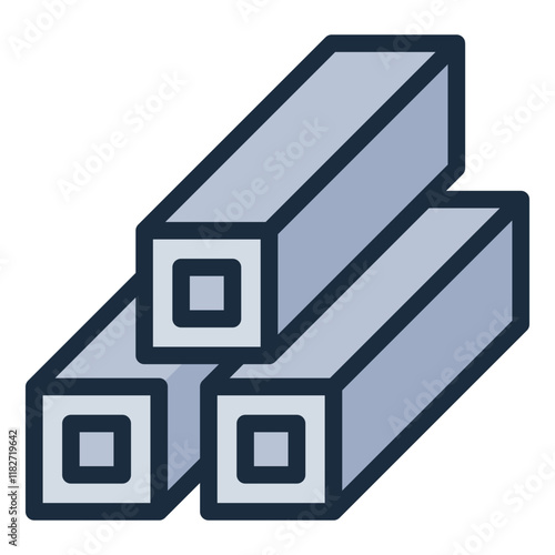 Steel metal bars filled line icon used in construction and industry
