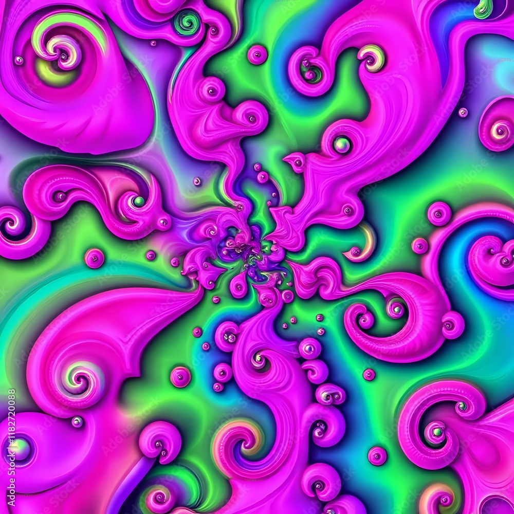 Psychedelic Dreamscape: Vibrant Abstract Fractal Pattern Psychedelic Dreamscape: Vibrant Abstract Fractal Pattern