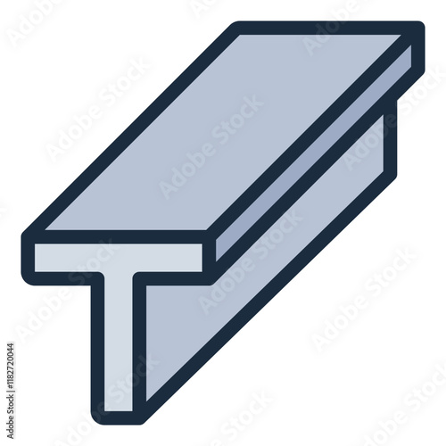 T beam steel structure filled line icon for construction and industry