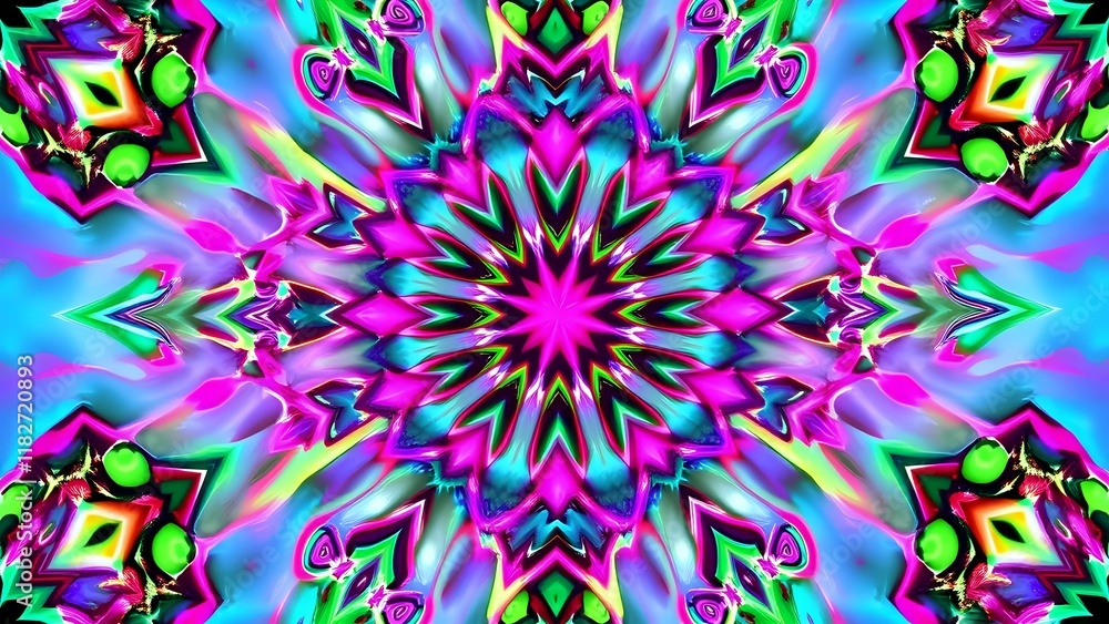 Vibrant Psychedelic Kaleidoscope Wallpaper - Symmetrical Abstract Art Vibrant Psychedelic Kaleidoscope Wallpaper - Symmetrical Abstract Art