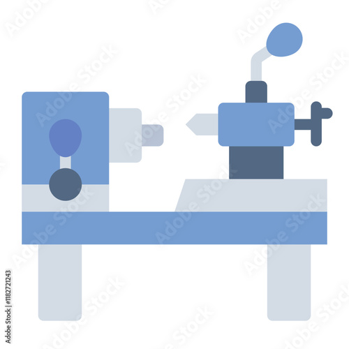 Metal lathe machine flat icon for industrial machining engineering