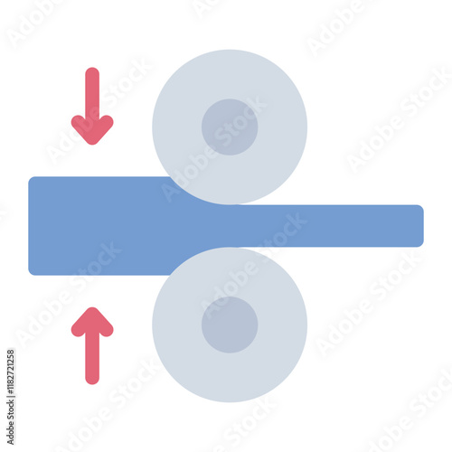 Hot metal rolling flat icon for industrial metal forming