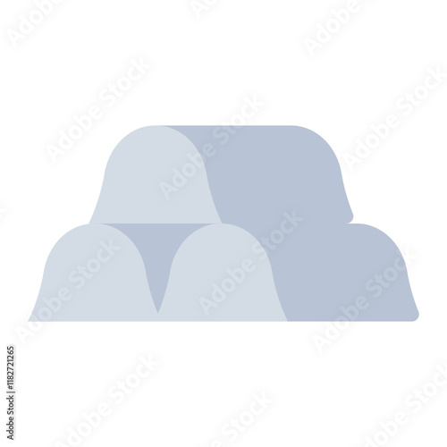 Metal ingot or pig iron flat icon for raw material processing