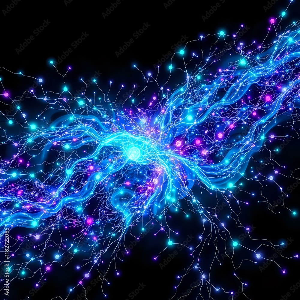 Obraz premium Crescendo of Cosmic Motion - Bioluminescent Galaxy