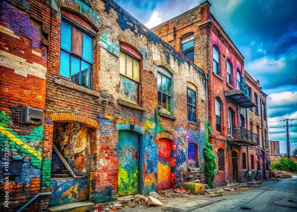 Fototapeta premium AI-Generated Documentary Photo: Urban Decay & Renewal