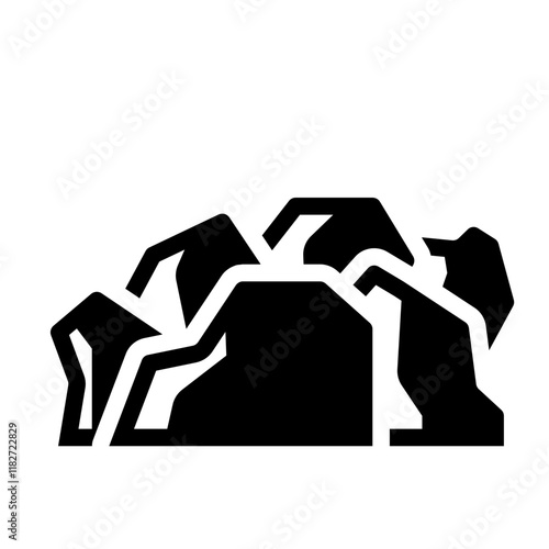 Raw iron ore glyph icon used in metallurgy and mining industry