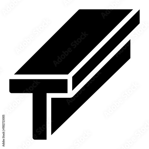 T beam steel structure glyph icon for construction and industry