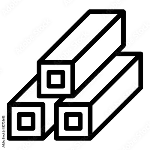 Steel metal bars outline icon used in construction and industry