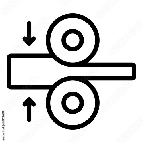 Hot metal rolling outline icon for industrial metal forming