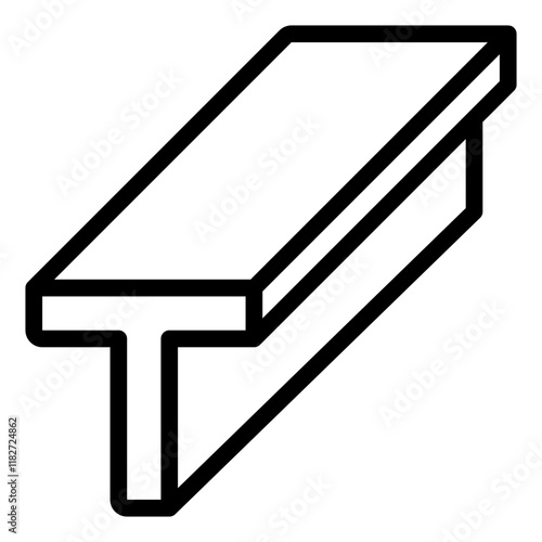 T beam steel structure outline icon for construction and industry