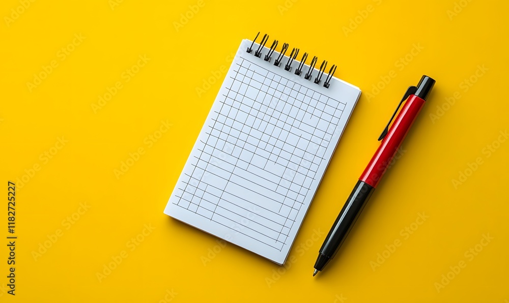 A top view of an empty checklist with a contrasting colored pen or marker beside it A top view of an empty checklist with a contrasting colored pen or marker beside it
