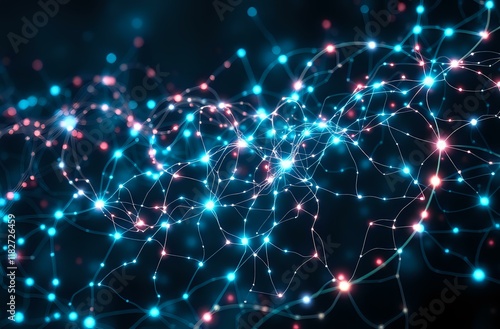 Dynamic Neural Network Bioluminescent Art Nouveau Pattern, 3:2 Aspect Ratio