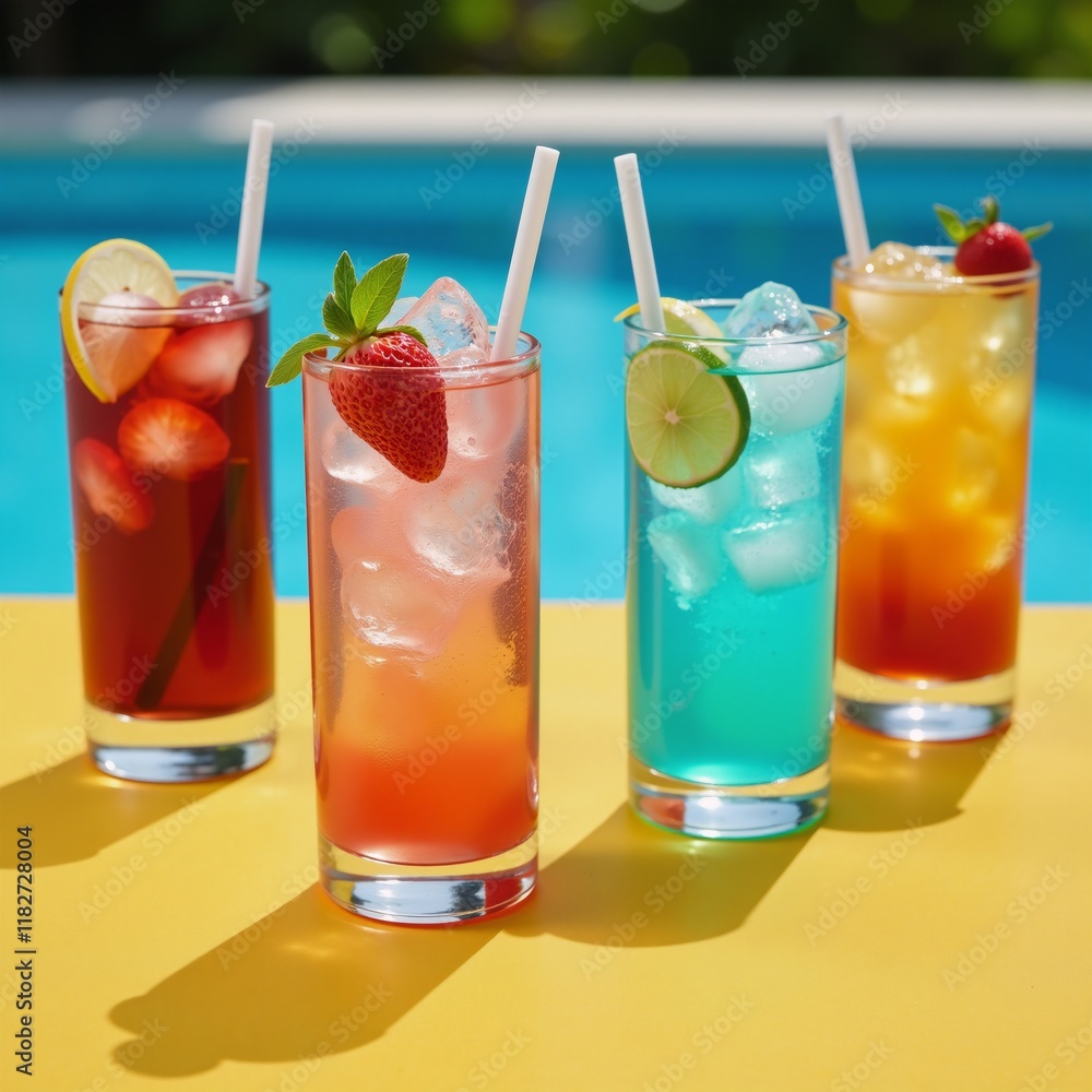 Enjoy refreshing summer cocktails with ice cubes on hot days by the pool or beach Alcoholic Relaxing Refreshing Enjoy refreshing summer cocktails with ice cubes on hot days by the pool or beach Alcoholic Relaxing Refreshing