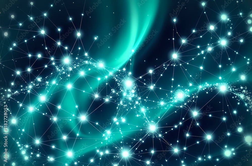 Bioluminescent Art Nouveau Network - Dark Blue & Green Connections Bioluminescent Art Nouveau Network - Dark Blue & Green Connections