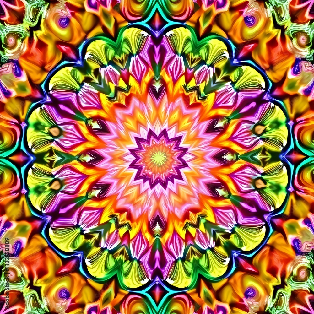 Vibrant Kaleidoscopic Mandala Abstract Art Vibrant Kaleidoscopic Mandala Abstract Art