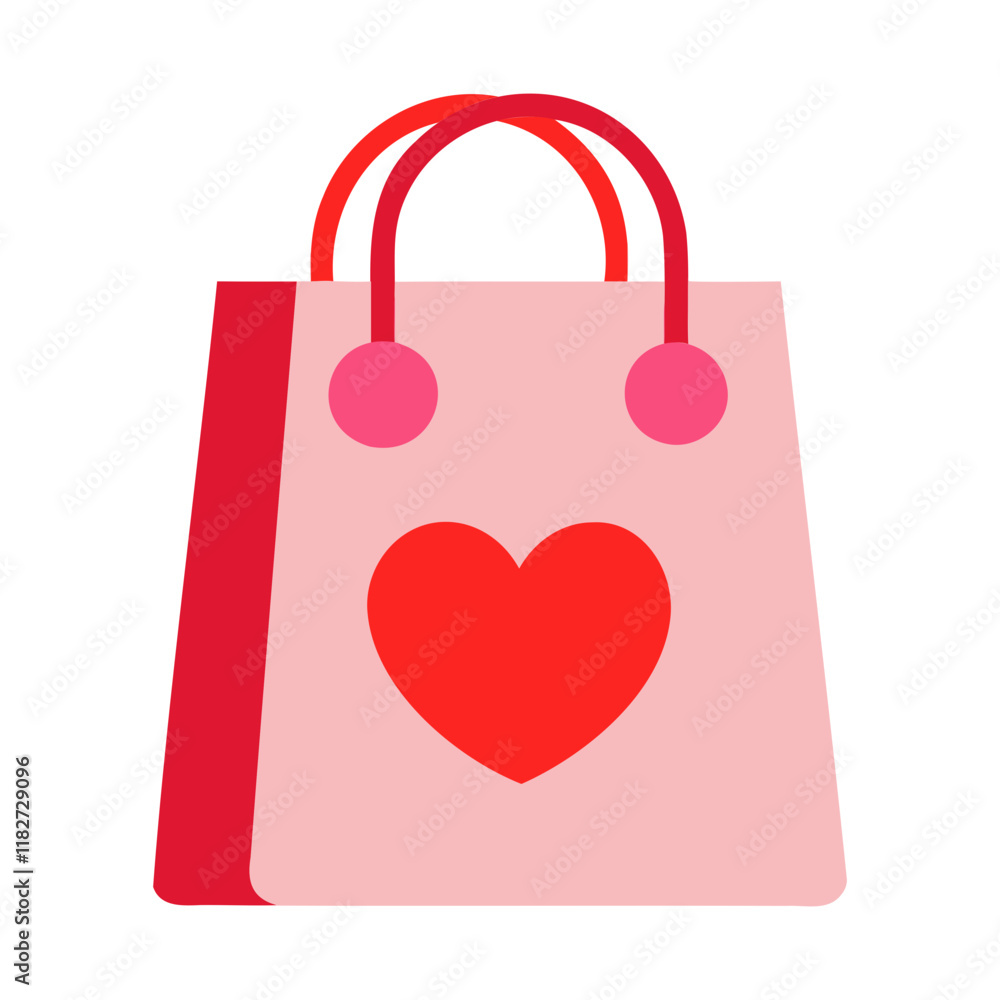 A shopping bag Vector Illustration For Valentine's Day Design isolated on a transparent background A shopping bag Vector Illustration For Valentine's Day Design isolated on a transparent background