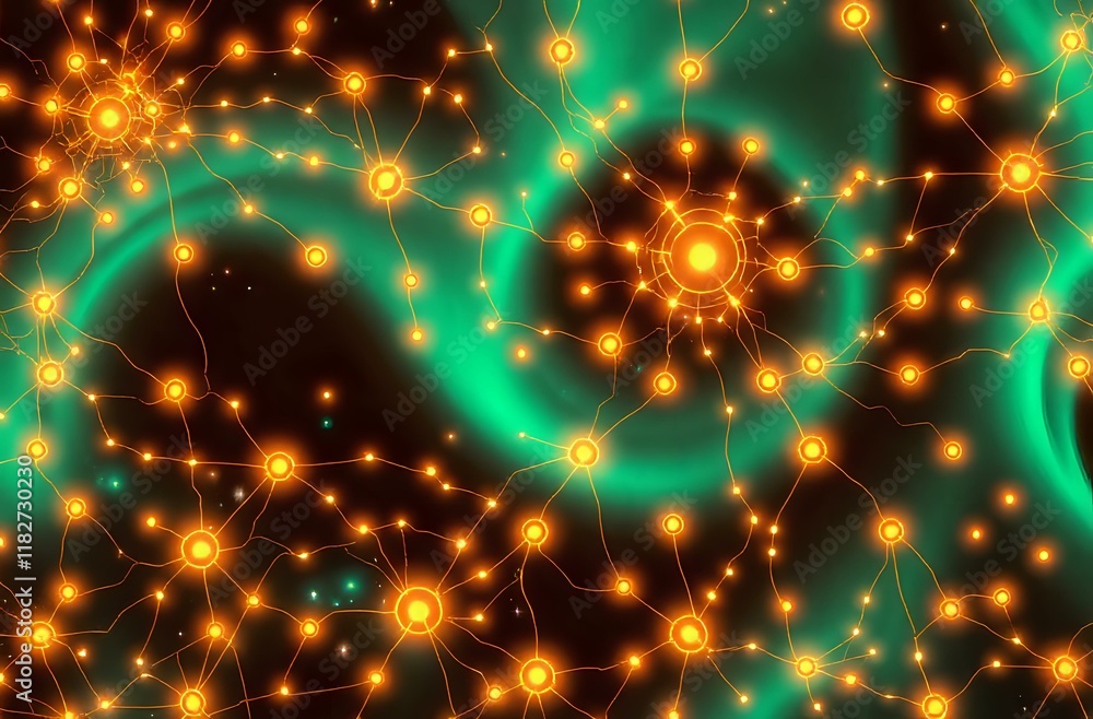Radiant Constellation: Bioluminescent Star Map, Art Nouveau Style Radiant Constellation: Bioluminescent Star Map, Art Nouveau Style