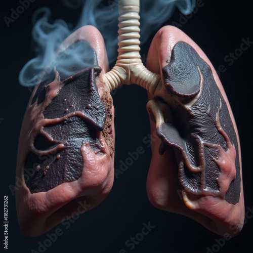 Unhealthy lungs due to exposure to tobacco smoke Smokers Lung photo