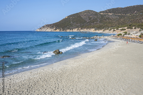 Obraz na płótnie The beautiful beach of Porto Sa Ruxi in Sardinia with white sand and transparent blue and turquoise water w salonie