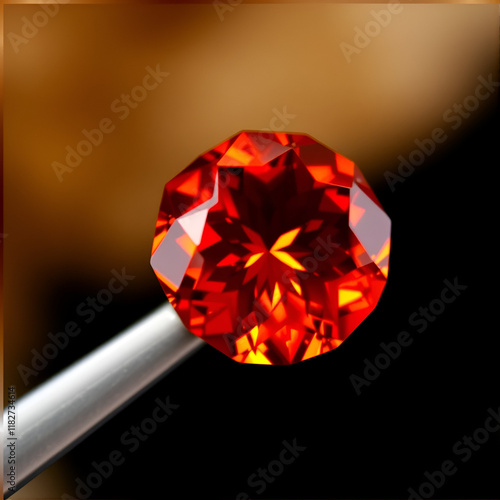 Radiant Hessonite Garnet: A Gemstone Photography Close-Up AI Generated photo