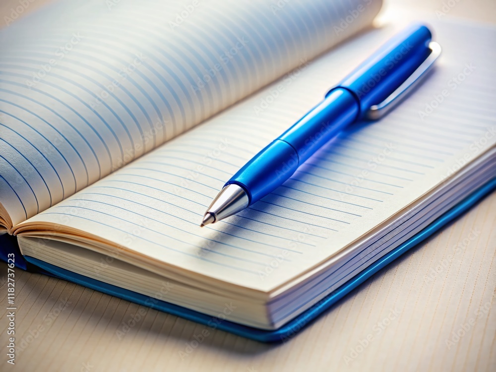 Blue Pen and Notebook: Close-up Still Life Photography Blue Pen and Notebook: Close-up Still Life Photography