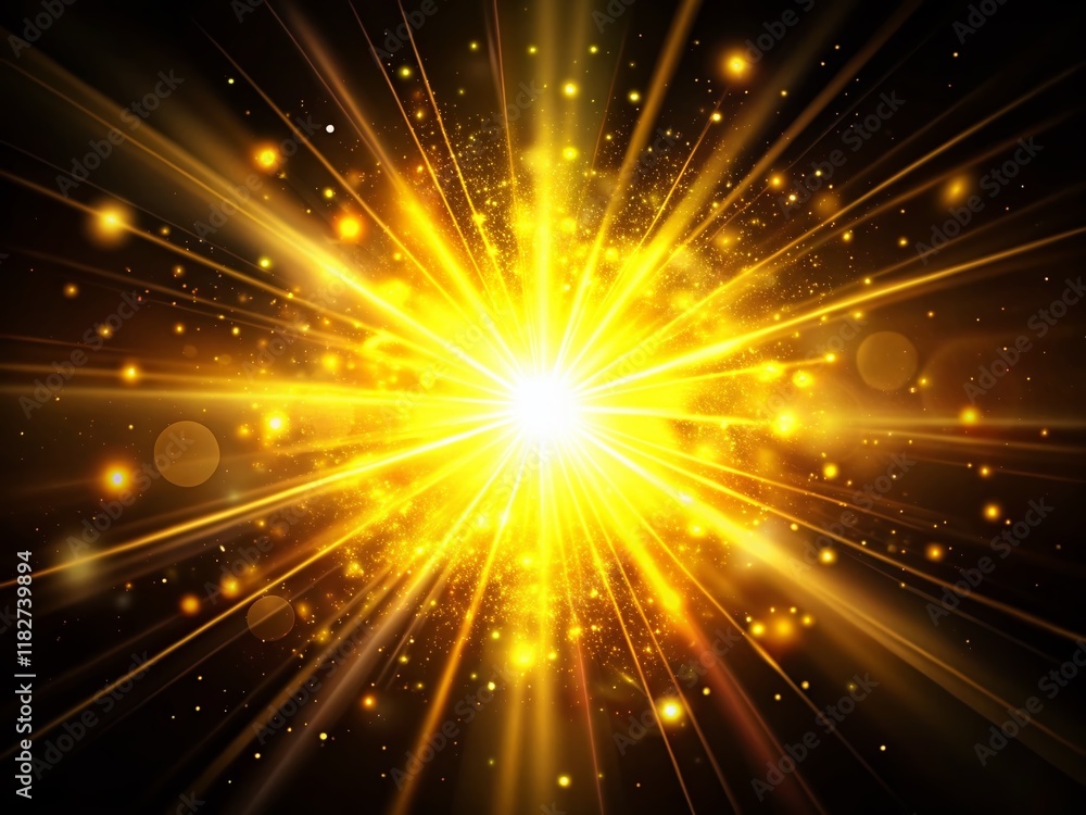 Fototapeta premium Bright Yellow Light Flares - Abstract Glowing Background Stock Photo