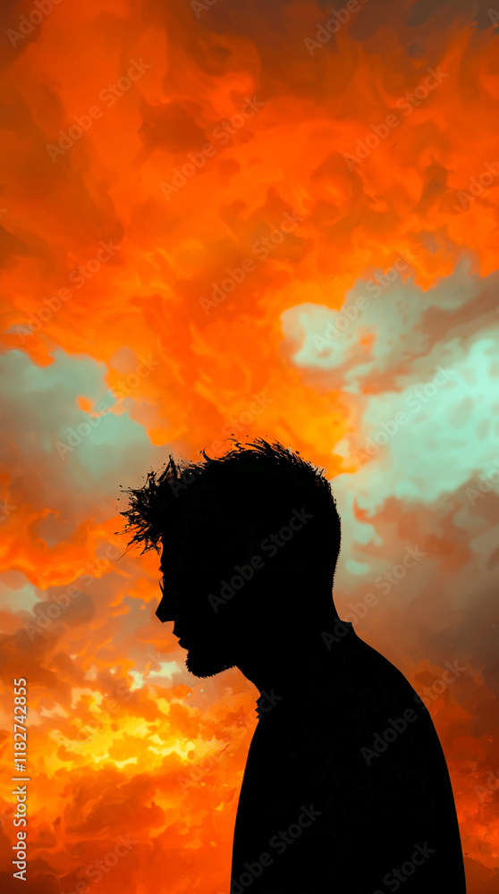 Shadowy Figure Under The Colorful Skys Shadowy Figure Under The Colorful Skys