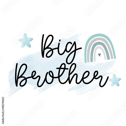 Big Brother Rainbow Graphic - Cute and Colorful Design for Sibling Announcement or Nursery Decor