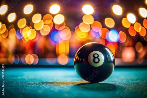 Classic Pool 8-Ball Billiards Game Bokeh, Magnitogorsk, Russia, May 5, 2019 photo