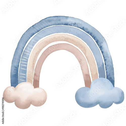 Blue Whimsical Rainbow Graphic - Perfect for Kids' Décor, Invitations, and Creative Designs
