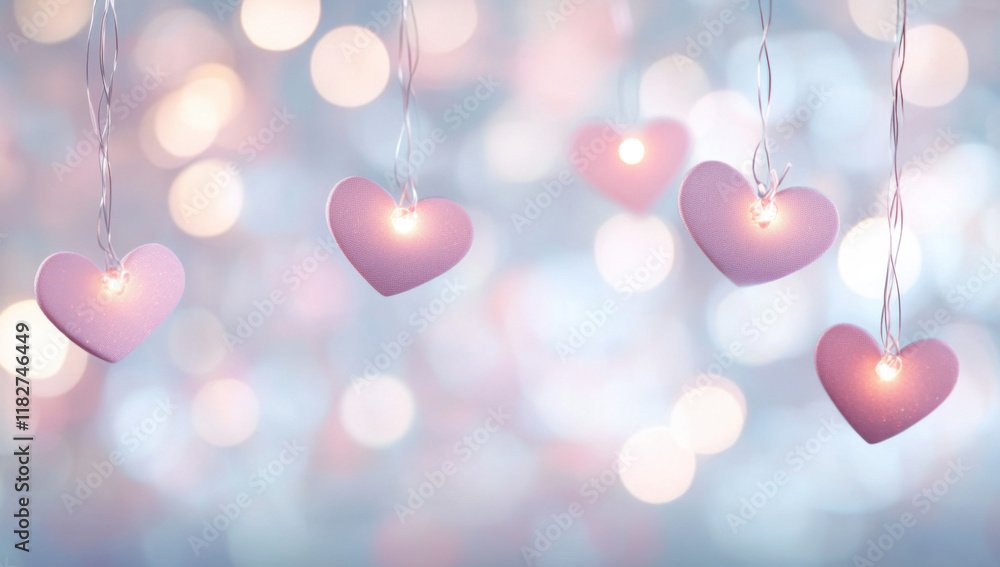Fototapeta premium Bokeh heart background. Valentine's day concept. 