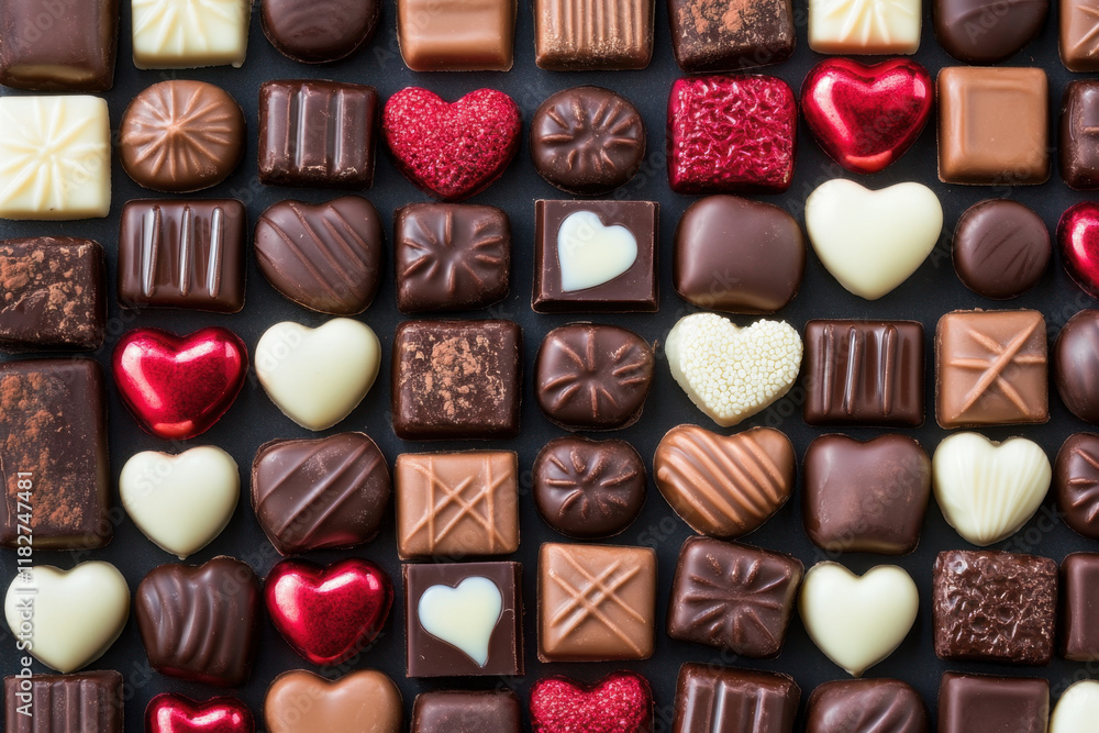 Assortment of fine chocolate candies, white, dark, and milk chocolate Sweets background. Copy space. Top view.
Assortment of fine chocolate candies, white, dark, and milk chocolate Sweets background. Copy space. Top view.