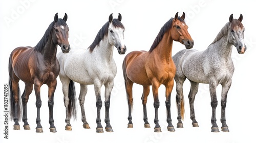 Horse Isolated on White Background, Animal Portraits, Equine Photography, Wildlife Imagery, and Minimalist Design