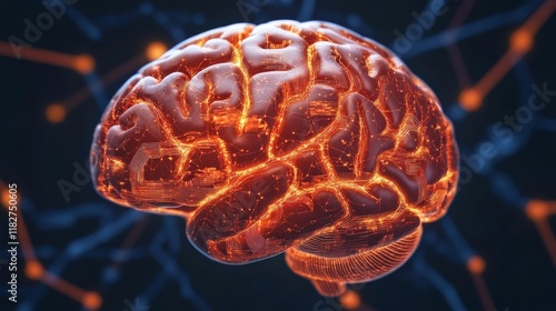 Wallpaper Mural Human brain surrounded by glowing data streams, innovative and modern Torontodigital.ca