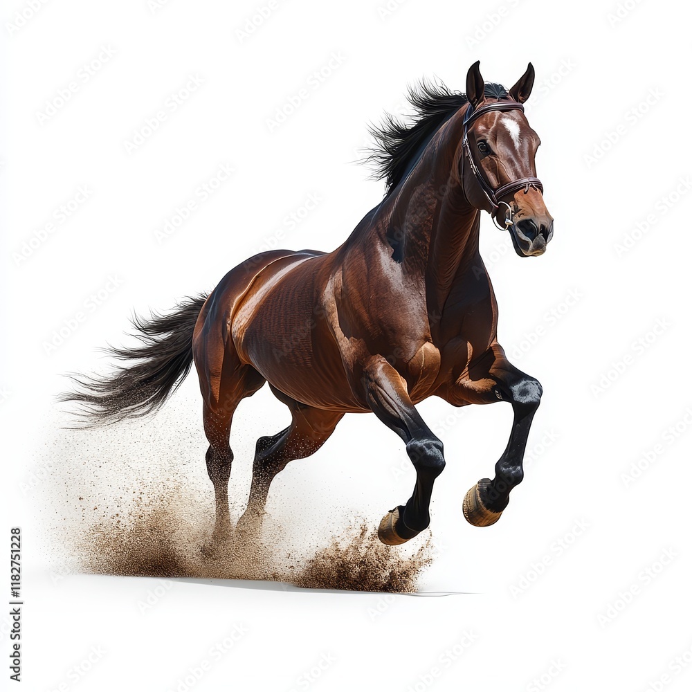 Obraz premium Horse Isolated on White Background, Animal Portraits, Equine Photography, Wildlife Imagery, and Minimalist Design