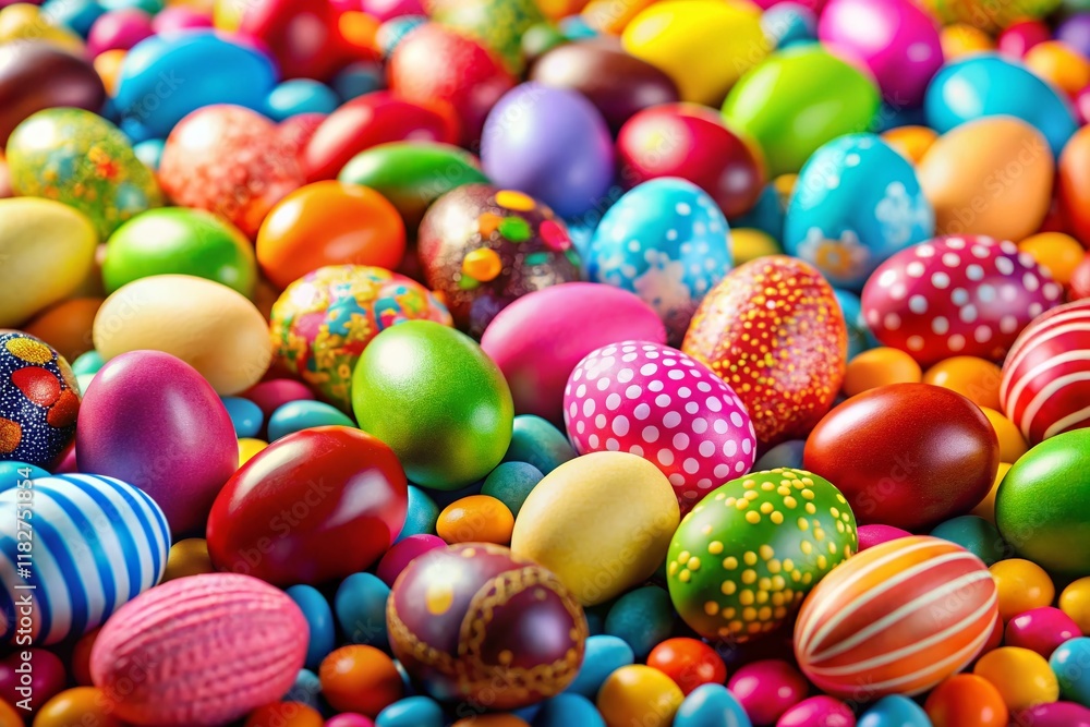 Colorful Easter Eggs Festive Background - Sweet Treats & Candy Design Colorful Easter Eggs Festive Background - Sweet Treats & Candy Design