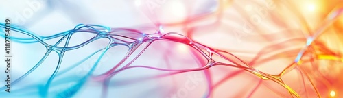 Neuron pathways illustrated as interwoven luminous threads, bold and creative