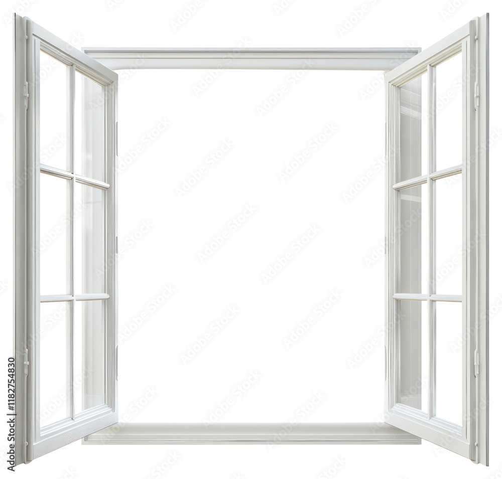 Fototapeta premium PNG Open white window interior open design.