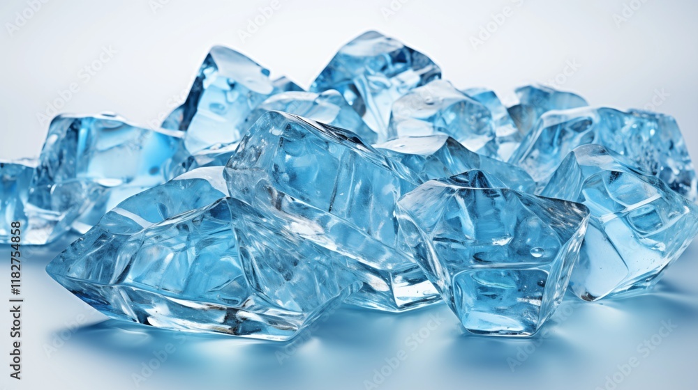 Shimmering ice crystals, ideal for seasonal and nature-inspired designs, studio view. Shimmering ice crystals, ideal for seasonal and nature-inspired designs, studio view.