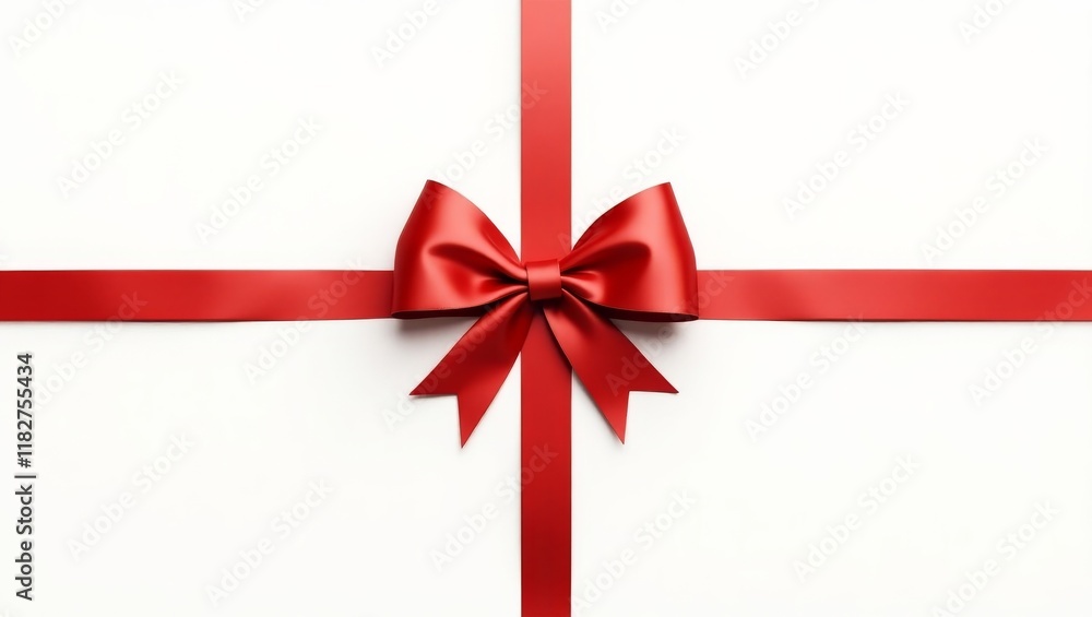 Elegant red ribbon with bow on white background Elegant red ribbon with bow on white background
