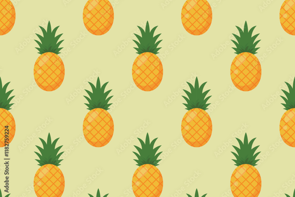 Pineapple pattern. Vector illustration in flat style