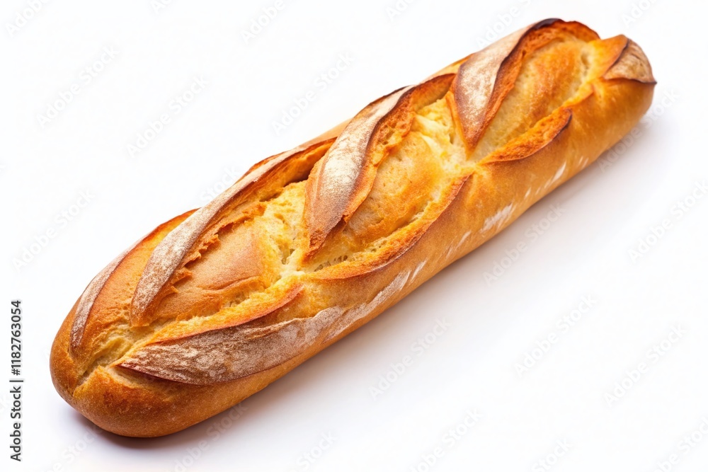 Crusty French Loaf Bread Isolated on White Background - Perfect for Baking & Food Blogs Crusty French Loaf Bread Isolated on White Background - Perfect for Baking & Food Blogs